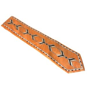 ROMARIO MANZINI Orange Cream Black Pattern Ugly Tie Wide Unique Hideous Madmen
